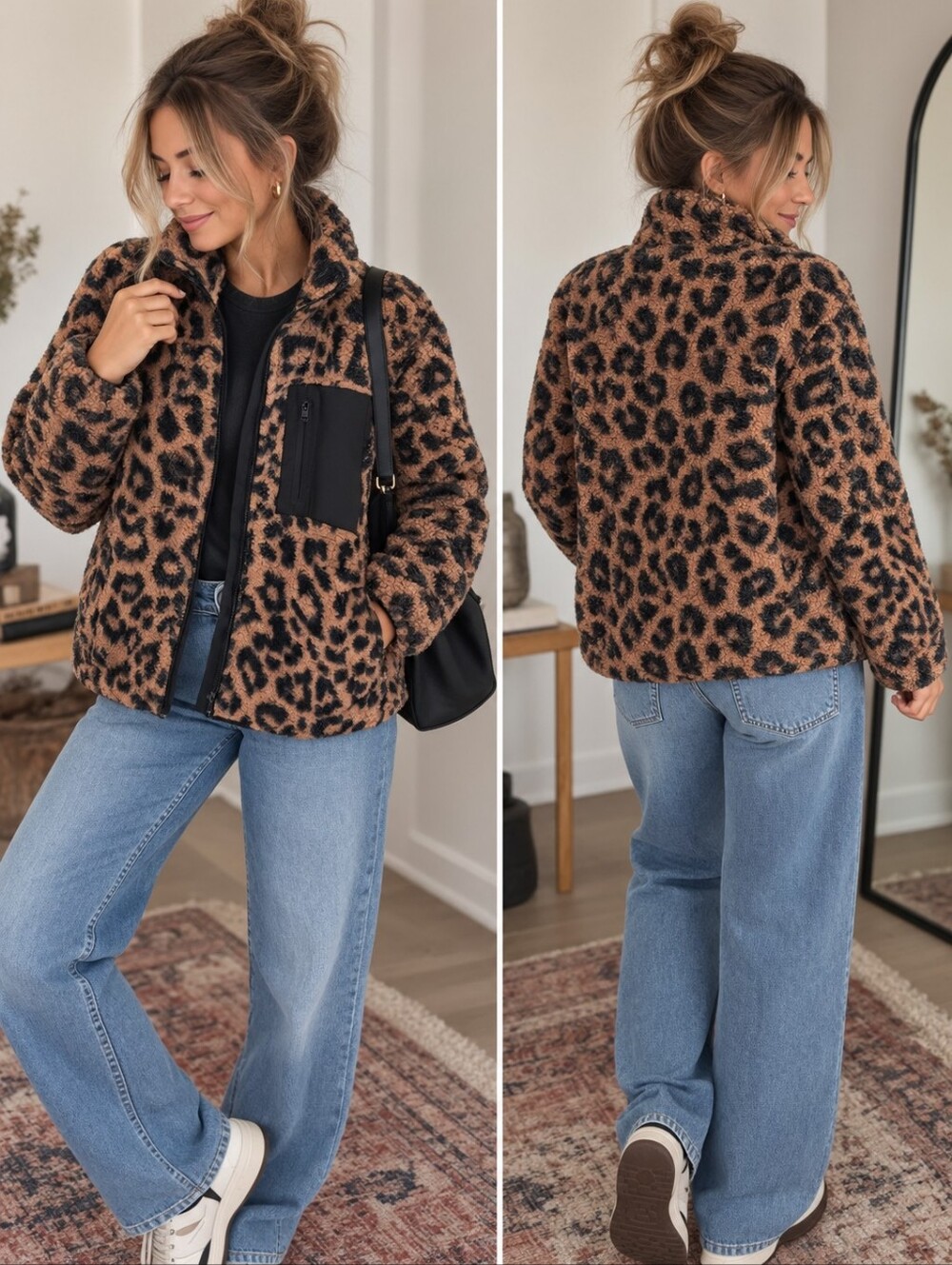 Leopard Teddy Jacket Sherpa by Joe fresh